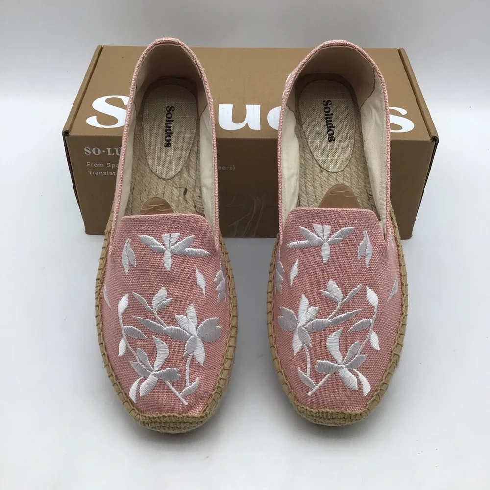 Soludos Womens The Smoking Espadrilles Dusty Rose Pink Floral Size 10 - 10.5 NEW